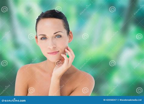 Beautiful Nude Brunette Posing With Hand On Face Stock Image Image Of Peaceful Brown 42558247