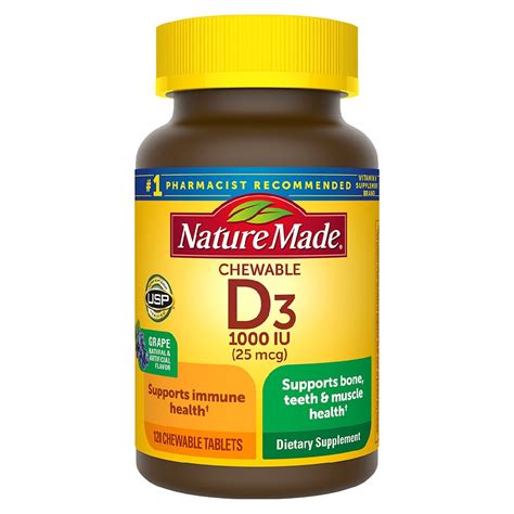 Nature Made Vitamin D3 1000 Iu Dietary Supplement Adult Chewable