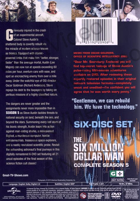 The Six Million Dollar Man Season 5 Boxset On Dvd Movie