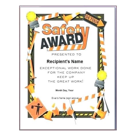 Safety Recognition Certificate Template 3 Templates Example