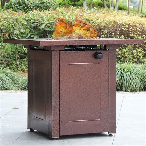 Buy belham living whitehall 40 diam. Propane Fire Pit Patio Heaters Antique Hammered Bronze Finish Outdoor Gas 28" Square Table 48 ...