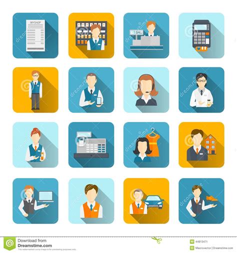 Salesman Icons Set Flat Stock Vector Illustration Of Contractor 44813471