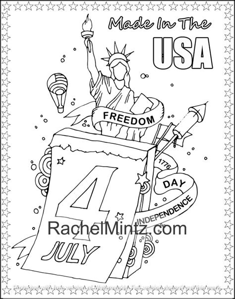 Happy 4th Of July Usa Independence Day Coloring Book Digital Pdf Bo