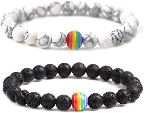 Knowing Distanz Armbänder 2 Stück Gay Pride Armband Rock Perlen