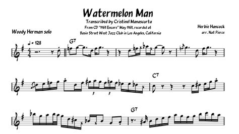 Woody Herman Watermelon Man Tenor Sax Transcription