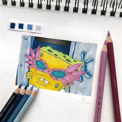 Spongebob 🧽 Meme Colored Pencil Drawing Colored Pencil Drawing