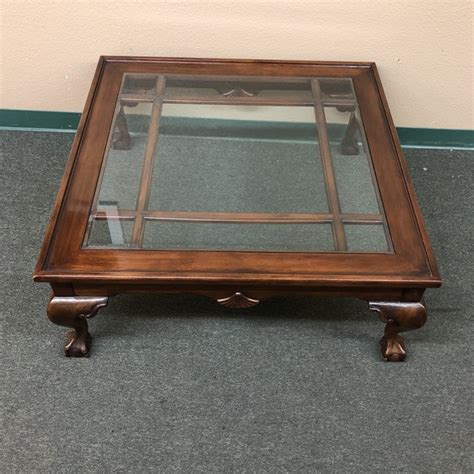 Check out our square coffee table selection for the very best in unique or custom, handmade pieces from our coffee & end tables shops. Square Wood & Glass Insert Coffee Table | Chairish