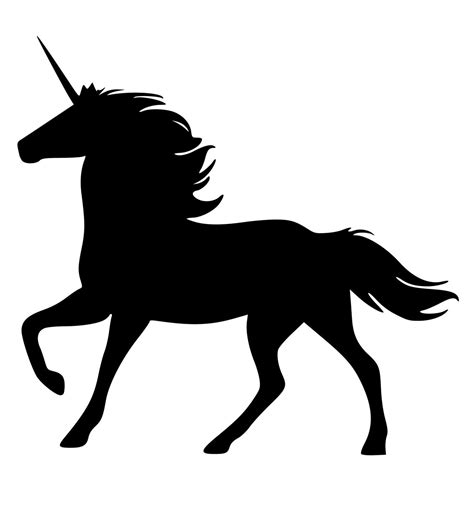 A Black And White Silhouette Of A Unicorn On A White Background With