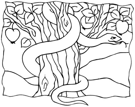The Serpent in Garden of Eden Coloring Page - NetArt