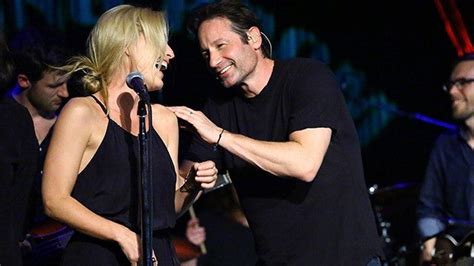 X Files Stars David Duchovny And Gillian Anderson Share A Kiss On
