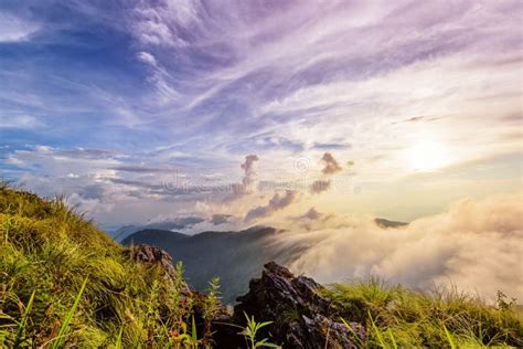 Phu Chi Fa Forest Park At Sunset Thailand Stock Photo Image Of