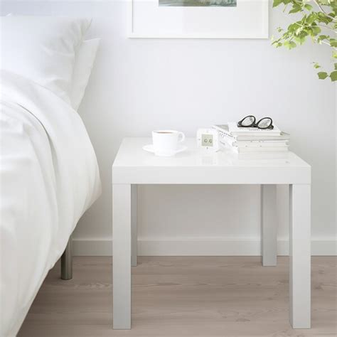 The table is available in a dark gray and light. LACK Side table, high-gloss white, 55x55 cm - IKEA