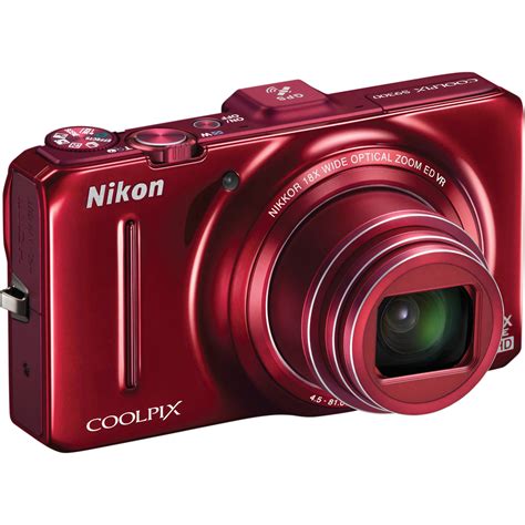 Nikon Coolpix S9300 Digital Camera Red 26316 Bandh Photo Video