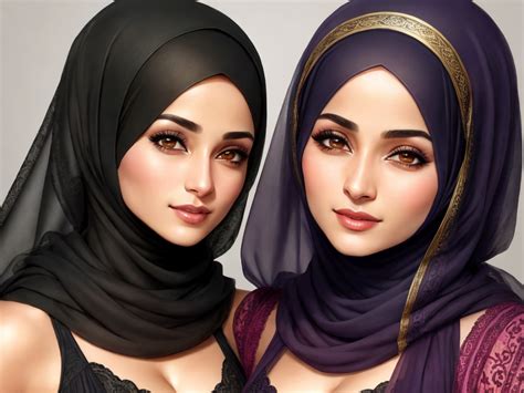 Ai Art Generator Do Texto Two Muslim Girls Full With Hijab Cleavage Img