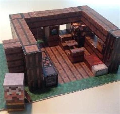 Papermau Minecraft Mini House Paper Model With Furniture By