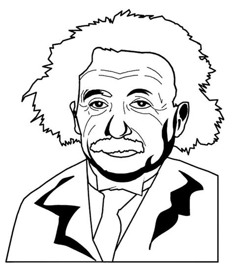 Albert Einstein Outline Drawing Sketch Coloring Page