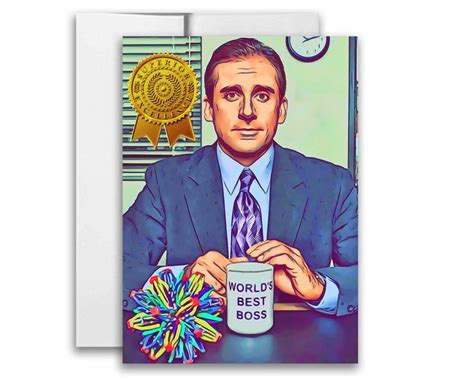 The Office Worlds Best Boss Michael Scott Card 5x7 Inch Etsy