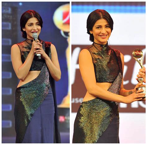 Shruti Haasan Dazzled In Our Black Ombre Bugle Beads Sari She Wore For The Asia Vision Awards