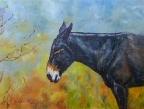 Daily Painting Projects Autumn Mule Oil Painting Farm Animals