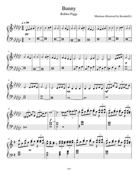 Bunny Sheet Music For Piano Solo Easy