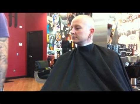 Women S Head Shave In A Barbershop With A Straight Razor Youtube