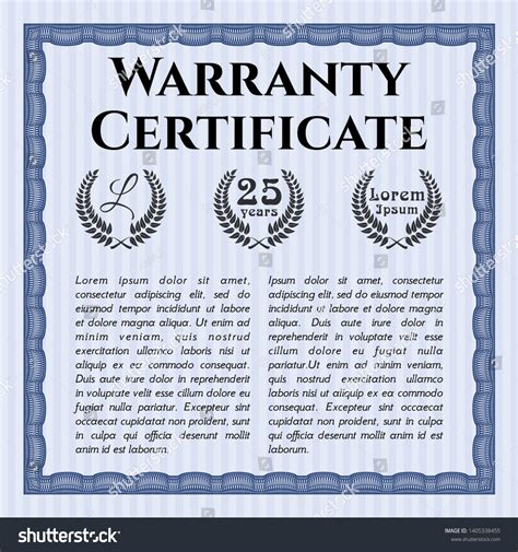 Blue Warranty Certificate Template Excellent Royalty Free Stock