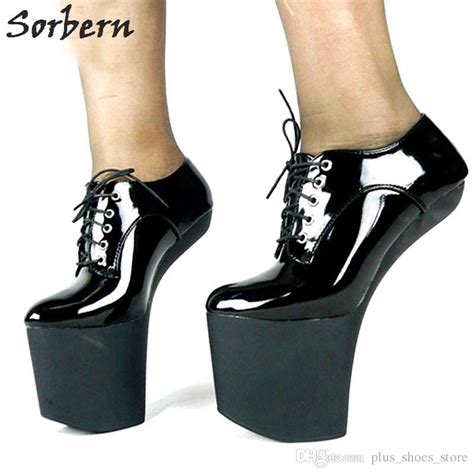 sorbern bdsm extreme high heel dress shoes strange hoof heelless sexy shoes lace up more colors