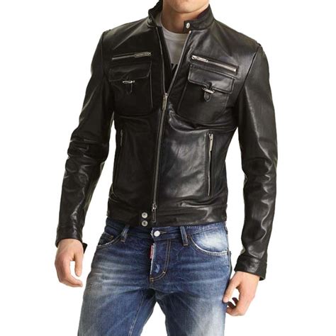 Men S Slim Fit Leather Motorcycle Jacket