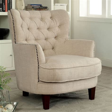 Furniture Of America Tore Contemporary Ivory Wingback Accent Chair