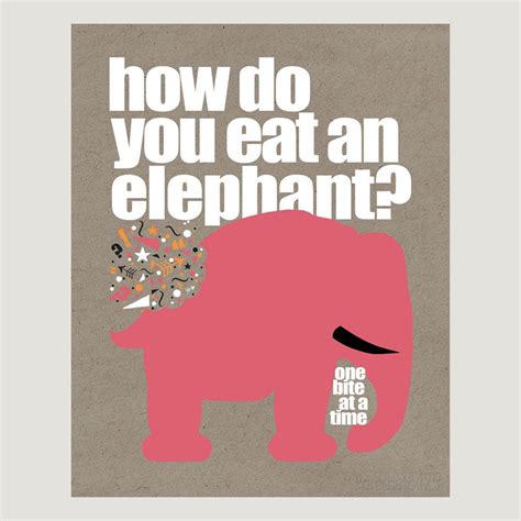How Do You Eat An Elephant 8x10 Digital Print Pink Elephant Riddle
