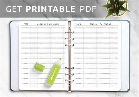 Download Printable Annual Calendar Template Original Style Pdf