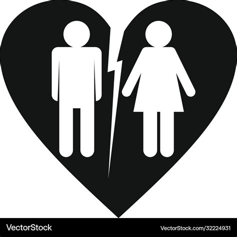 Legal Heart Divorce Icon Simple Style Royalty Free Vector
