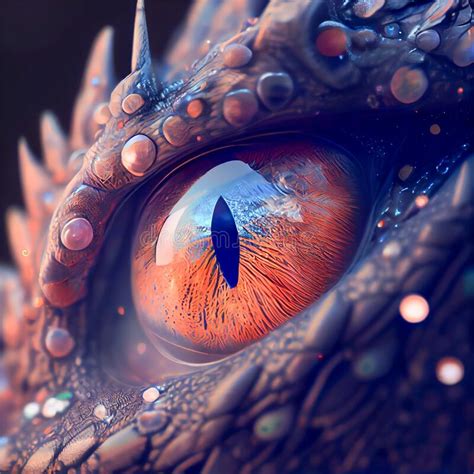 Close Up Illustration Of Highly Detailed Colourful Dragon Eye Ai
