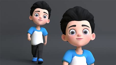 3d Model Leo Kid Cartoon Character Low Poly Vr Ar Low Poly Rigged