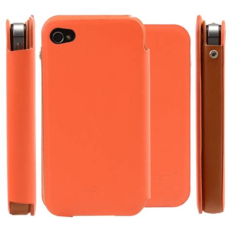 Apple Iphone 44s Case Orangebrown Faux Leather Slide In Case W