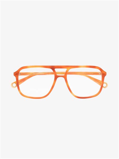 gucci eyewear orange oversized aviator style optical glasses browns