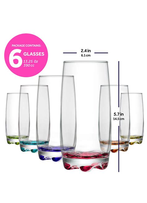 Lav Adora 6 Piece Colored Bottom Highball Glasses 13 25 Oz Lav Us