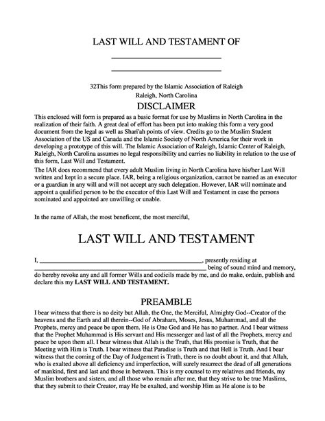 Download Last Will And Testament Template