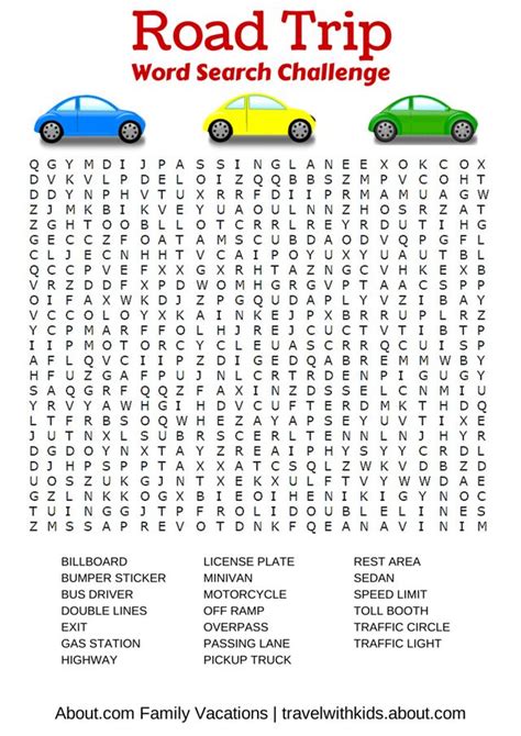 The cars have to be coming towards us! Free Printable Travel Games for Kids | Road trip games ...
