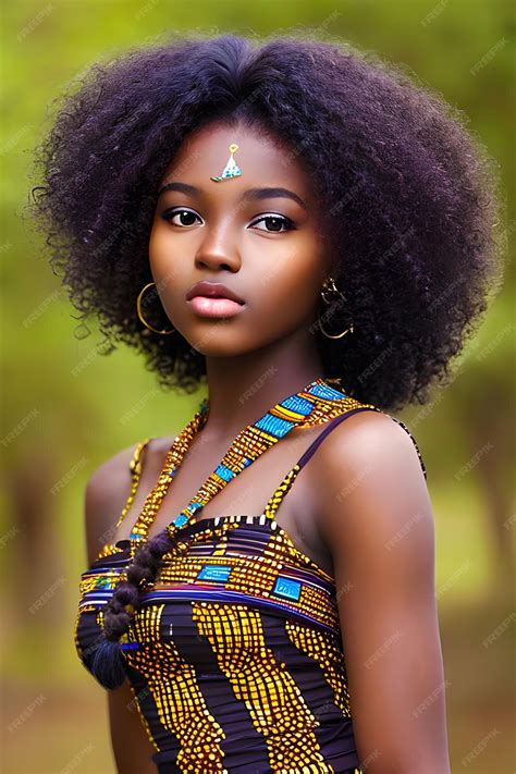 Premium Ai Image African Pretty Princess Tribal Beautiful 19 Years Old Dark Skin Curl