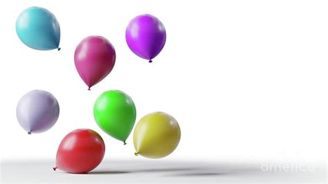 Colorful Balloons Floating On White Background Photograph By Michal