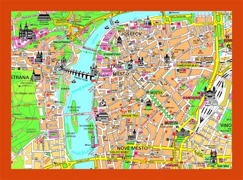Tourist Map Of Prague City Center Maps Of Prague Maps Of Czech Republic Maps Of Europe