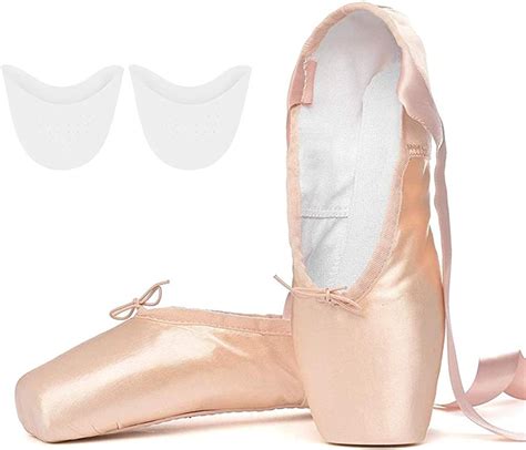 professional ballet pointe shoes dance shoes with sewed ribbon and silicone toe pads for girls