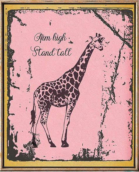 Giraffe Nursery Art Aim High Quote Giraffe Print Pink Giraffe Nursery