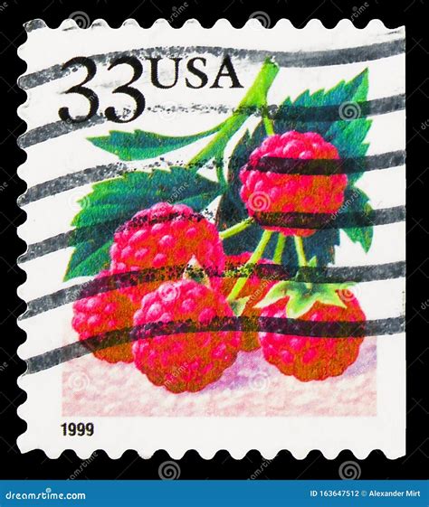 Postage Stamp Printed In United States Shows Fruit Berries Raspberries