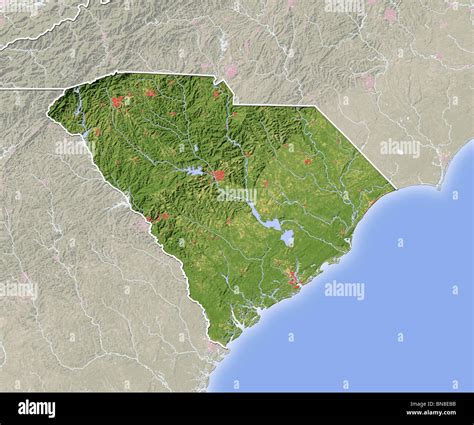 South Carolina Shaded Relief Map Stock Photo Alamy