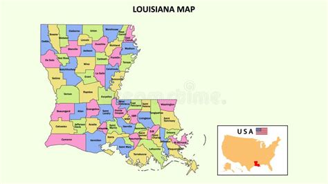Louisiana Map District Map Of Louisiana In 2020 Stock Vector