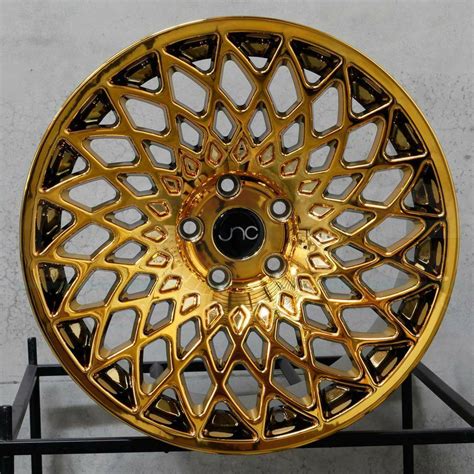 One 15x8 Jnc 043 4x100 25 Platinum Gold Wheel Rims Wheels