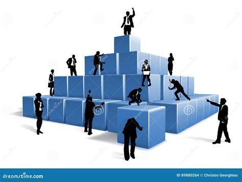 Business People Silhouettes Team Building Blocks Stock Vector