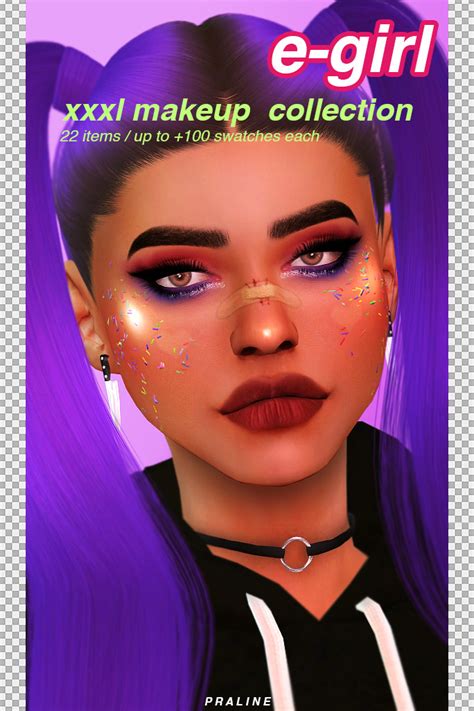 Sims 4 Egirl Makeup Collection By Praline Sims Ts4cc Highlight Under